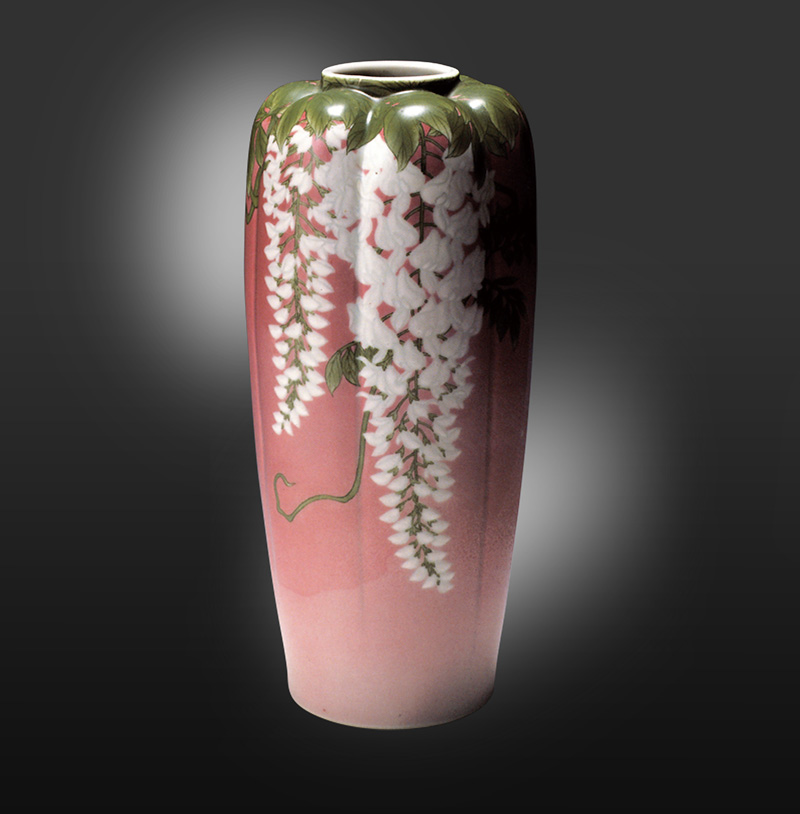 初代真葛香山虎之助 「 紫釉白藤花瓶  」