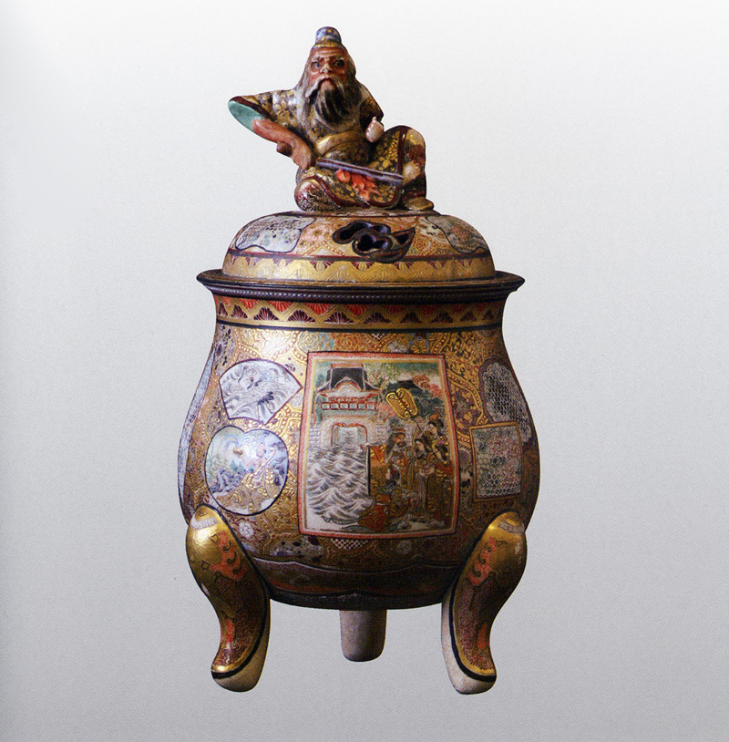 東京焼 陶博園　成瀬誠志「 上絵金彩鍾馗香炉 」
